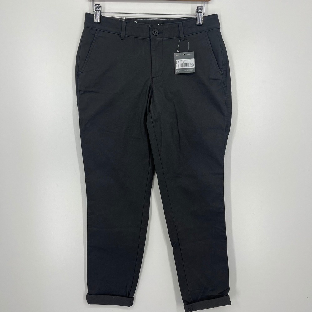 Eddie Bauer‎ Legend Wash Stretch Boyfriend Slim Tapered Pants Carbon Gray Size 2